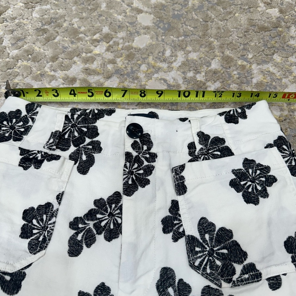 Maeve White Wide-Leg Floral Print Pants with Black Flowers - Picture 12 of 15